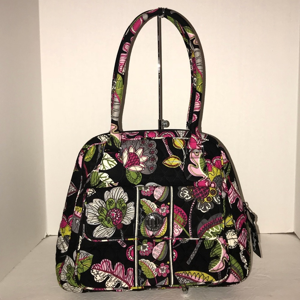 Vera Bradley Turnlock Satchel in Moon Blooms